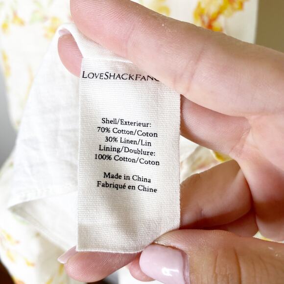 LoveShackFancy Lena Cream Yellow Floral Linen Mini Dress Medium - Picture 10 of 11